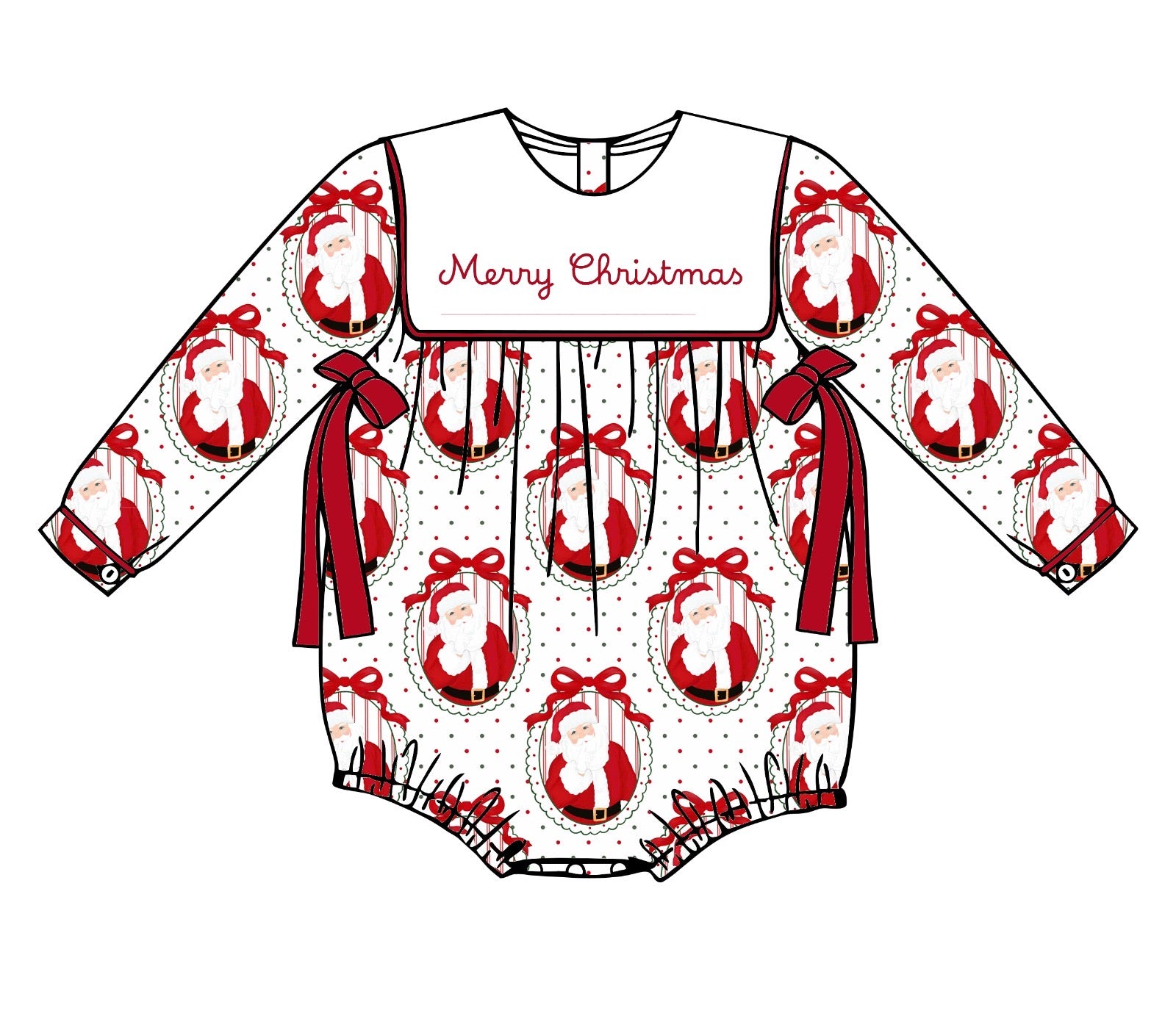 Vintage Santa wishes Merry Christmas smock