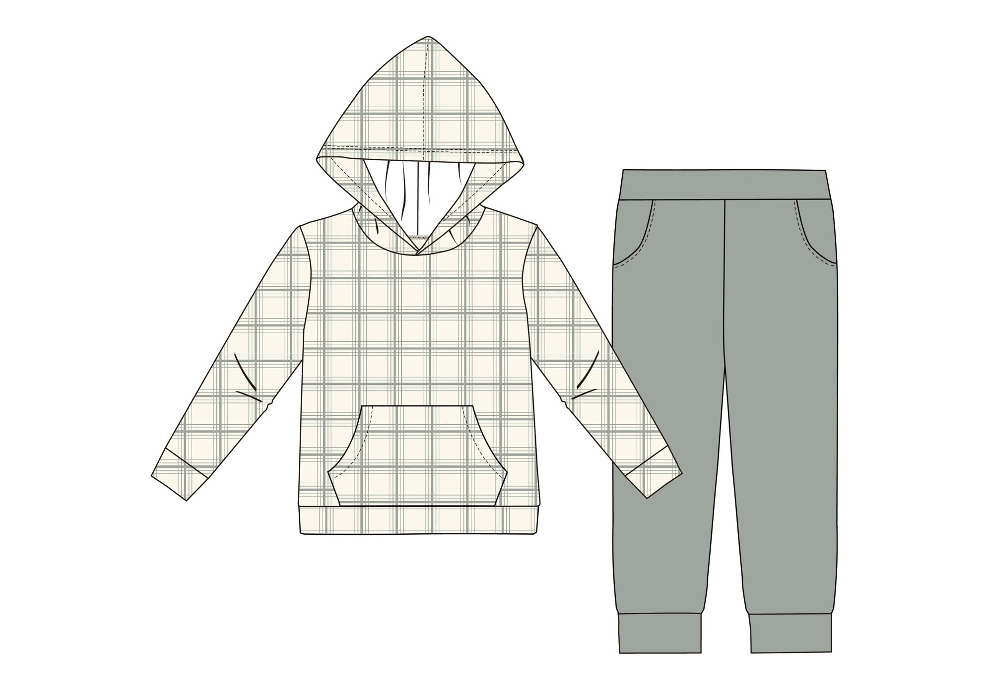 Green plaid everyday set